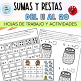 Sumas y restas del 11 al 20 | addition and subtraction worksheets