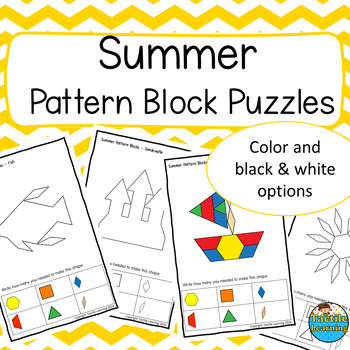 Preview of Summer Pattern Block Puzzles - Math Center Activity - Kindergarten/1st Grade