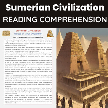Preview of Sumerian Civilization Reading Comprehension | Ancient Mesopotamia Reading