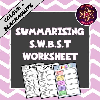 Preview of Summarising Worksheet - SWBST (Somebody, Wanted, But, So, Then)