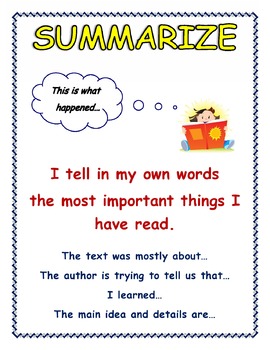 Preview of 'Summarize' Anchor Chart