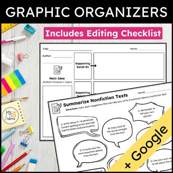 Preview of Summarize Nonfiction Graphic Organizer + Google Slides Main Idea and Key Details