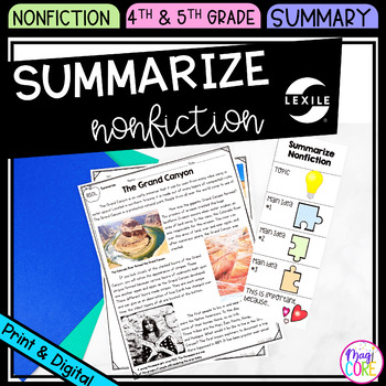 Preview of Summarize Nonfiction Text - 4th & 5th Grade Reading Comprehension Passages Unit
