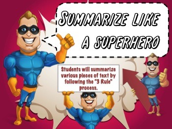 Preview of Summarize like a SUPERHERO -Fully Editable PPT -Interactive Notetaking Packet