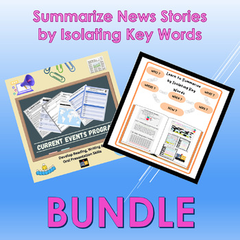Preview of Summarize news articles by isolating key words, writing, PPT lessons, printables