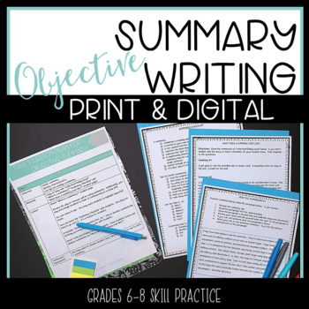 Preview of Summarizing Activities for Fiction Nonfiction Objective Digital and Print
