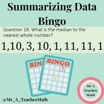 Preview of Summarizing Data Bingo Game