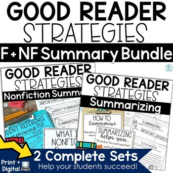 Preview of Summarizing Nonfiction Fiction Graphic Organizer Anchor Chart Summary Worksheets