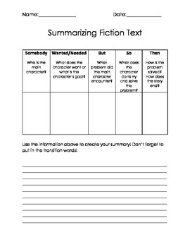 Summarizing Fiction Text by Kelley Grace | Teachers Pay Teachers