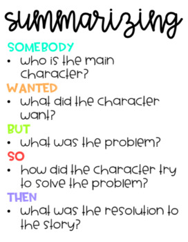 Summarizing Fiction Using SWBST &quot;Somebody, Wanted, But, So, Then&quot; Format.