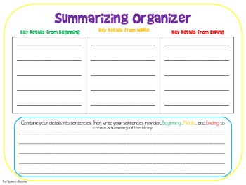 Preview of Summarizing Graphic Organizer