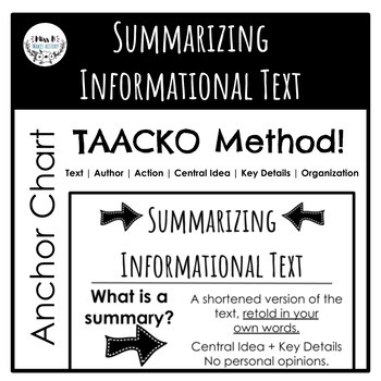 Preview of Summarizing Informational Text Anchor Chart