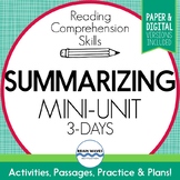Summarizing Reading Passages, Lessons, Google Classroom Distance Learning