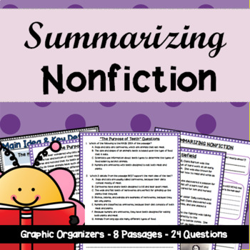 Preview of Summarizing Nonfiction: 8 Passages & Multiple-Choice Questions!