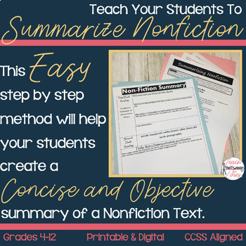 Preview of Summarizing Nonfiction Lesson, Graphic Organizers, Distance Learning