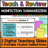 Summarizing Nonfiction Teaching Slides and Printable Guided Notes