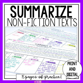 Summarizing Nonfiction Text | Summarizing Worksheet | SWBST