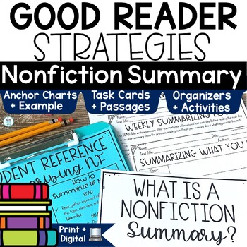 Preview of Summarizing Nonfiction Text Graphic Organizer Passages Summary Writing Activity