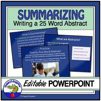Preview of Summarizing Nonfiction Text Writing an Abstract Reading Comprehension PowerPoint