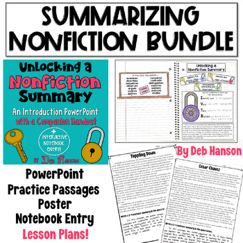 Preview of Summarizing Nonfiction Texts Bundle: Practice Passages, PowerPoint, Worksheets