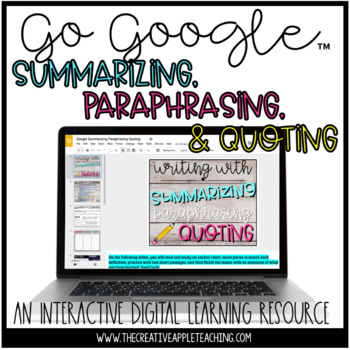 Preview of Digital Summarizing, Paraphrasing & Quoting | Distance Learning