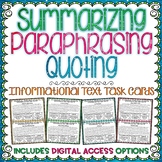 Summarizing Paraphrasing Quoting | Digital and Printable