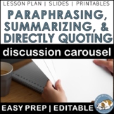 Summarizing, Paraphrasing, and Directly Quoting Carousel--a STEM ELA lesson
