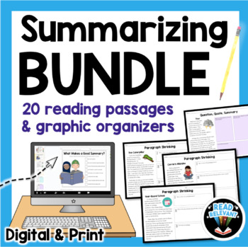 Preview of Summarizing Practice Reading Passages and Graphic Organizers BUNDLE