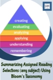Summarizing Assigned Reading Selections (any subject) Usin