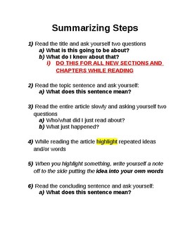 steps to summarize an article