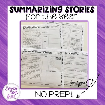 Preview of Summarizing Stories For the Year (no prep)