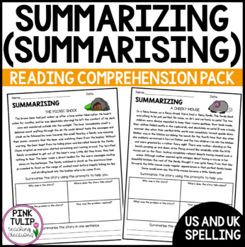 Preview of Summarizing (Summarising) - Reading Worksheet Pack