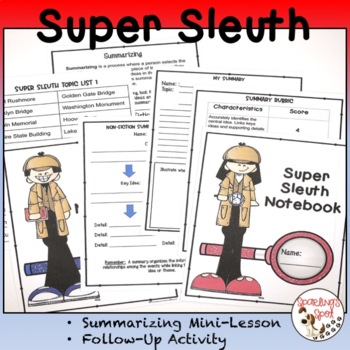 Preview of Summarizing -Super Sleuth Notebook