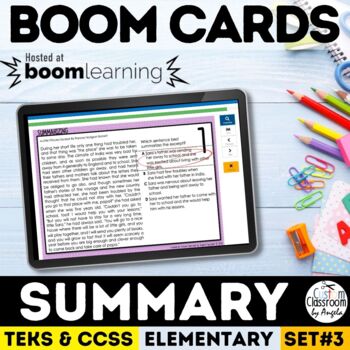 Preview of Summarizing Task Cards | Digital Boom Cards