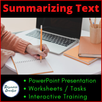 Preview of Summarizing Text - Powerpoint and Worksheets editable