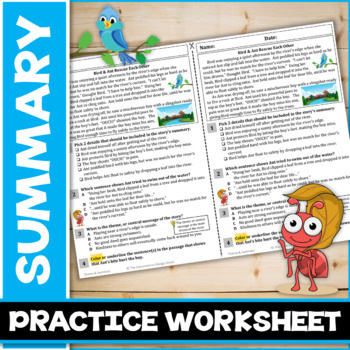 Preview of Summarizing The Text: ELA Practice Worksheet / Exit Ticket