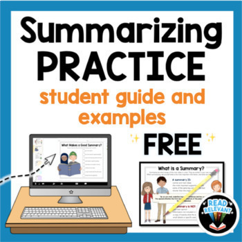 Preview of Summarizing Worksheets: Summary Student Guide Lesson and Examples Passages FREE