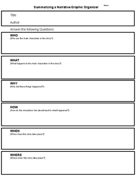 Summarizing a Narrative Graphic Organizer by Carly Kussen | TpT