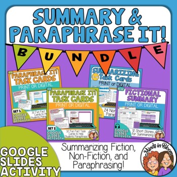 Preview of Fiction Nonfiction summary graphic organizer Paraphrasing Practice Anchor Chart