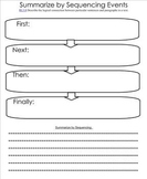 Summarizing by Sequencing graphic organizer