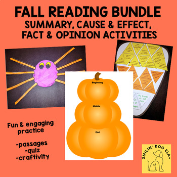 Preview of Summary, Cause & Effect, Fact & Opinion Fall Activities Bundle, no prep