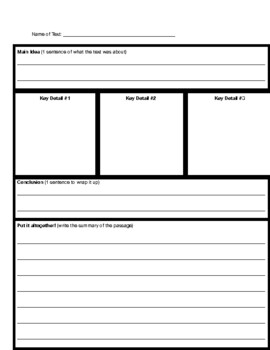 Summary Graphic Organizer by Rianna Roos | TPT