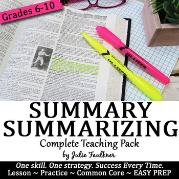 Summarizing Lesson, Complete Teaching Pack, Reading Comprehension, SWBST