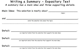 Preview of Summary Stems/Graphic Organizers for Expository & Narrative Texts