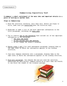 Preview of Summary Writing Lesson - With Lesson Plan