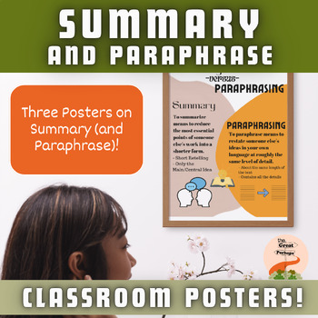 Preview of Summary and Paraphrase Anchor Charts & Posters for Middle and High School