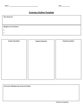 Preview of Summary template/graphic organizer