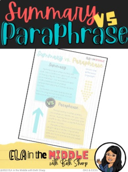 Preview of Summary vs. Paraphrase:  Anchor Chart
