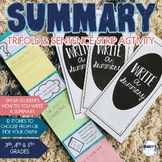 Summary writing 3rd, 4th & 5th grade story retell & sequencing worksheet trifold