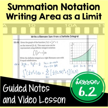 Preview of Summation Notation Notes with Video (Unit 6) 